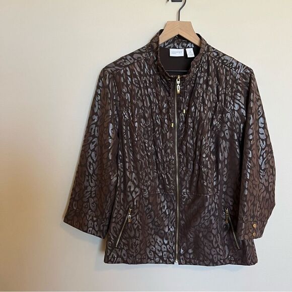 Chicos ZENERGY NEEMA ARIA ANIMAL FOIL JACKET Size 2 or Large - Picture 1 of 12